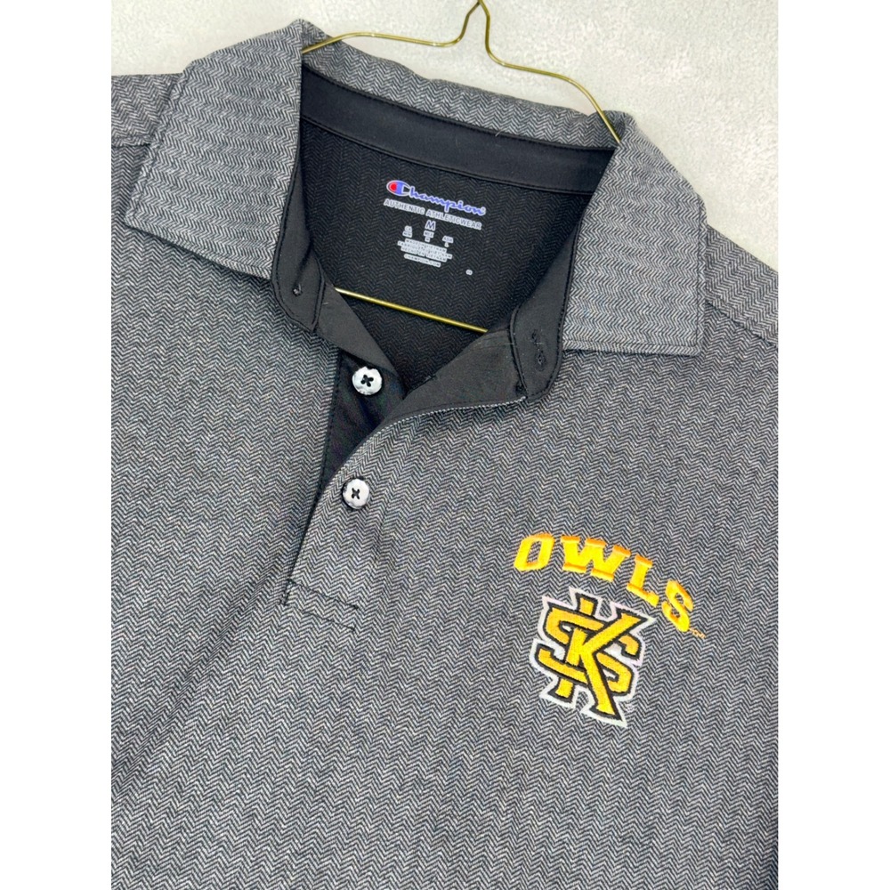 Champion Mens Medium Kennesaw State Owls Polo Shirt KSU Grey Herringbone